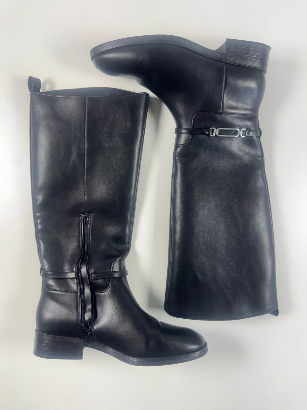 Primark Black Over-the-Knee Leather Equine-Style Boots